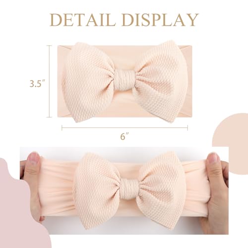 YanJie Assorted Baby Headbands with Bows Set of 14 – Handmade Nylon Elastic Hairbands for Newborns, Girls & Toddlers (Black, Red, Pink)