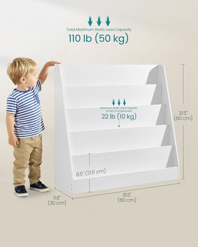 Kids Bookcase 5-Tier Wooden Montessori Toy Storage Cloud White / 1 Row