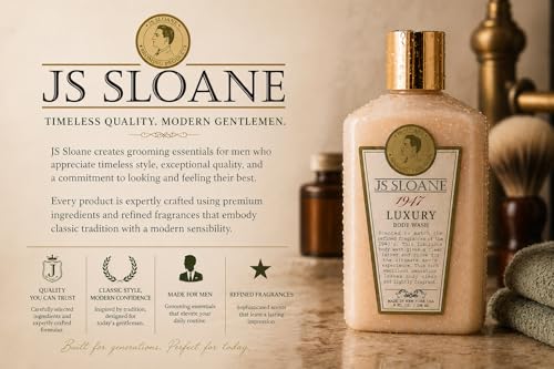 JS Sloane 1947 Luxury Men’s Body Wash – Hydrating Moisturizing Cleanser, Fresh Classic Scent, 8 fl oz