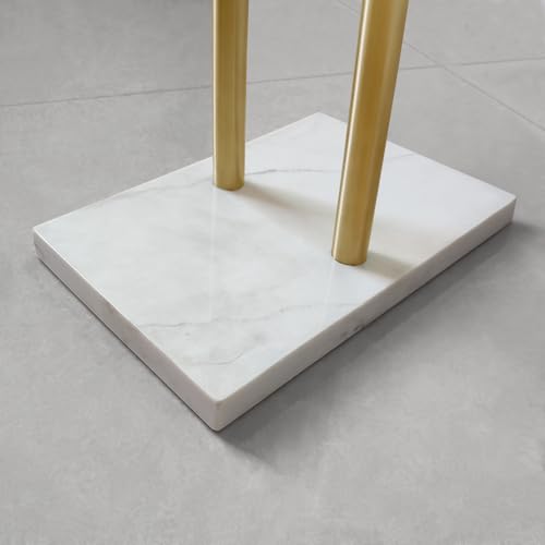 40 Inch Standing Towel Rack with Marble Base - Brushed Gold Finish