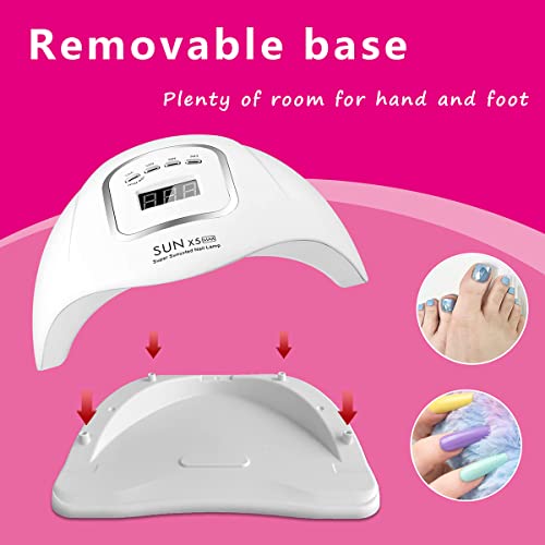 Pink UV LED Nail Lamp 150W for Gel Polish Fast Curing 4 Timers