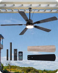 Outdoor Ceiling Fan with Light Black 52 Inch Remote Control Waterproof 5200 CFM