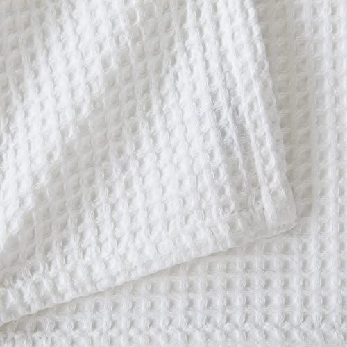 Full/Queen Cotton Waffle Weave Bed Blanket - White, Soft & Breathable