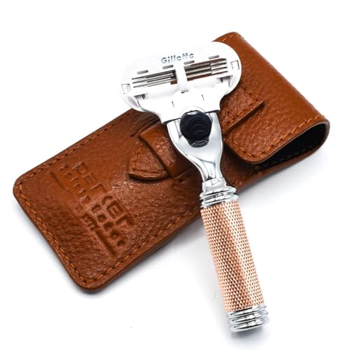 Women’s Travel Razor with 3-Blade Cartridges and Leather Case - Rose Gold