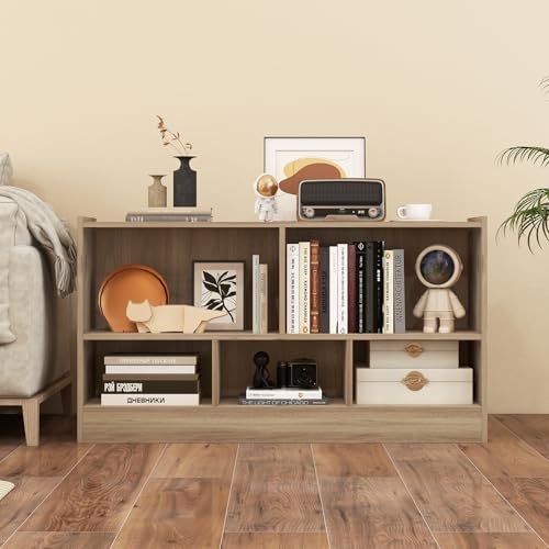 GIANTEX Natural 5-Cube Bookcase Freestanding 2-Tier Open Shelving