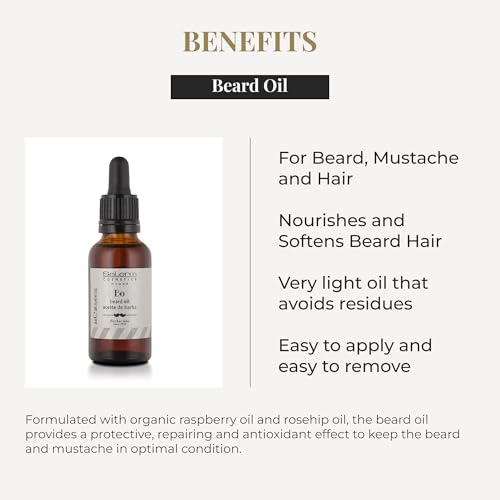 SALERM - Beard Oil for Men - Homme Barber Line - 30 ml - with Organic Raspberry Oil and Rosehip - for Beard, Mustache, and Hair - Nourishes and Softens Beard Hair