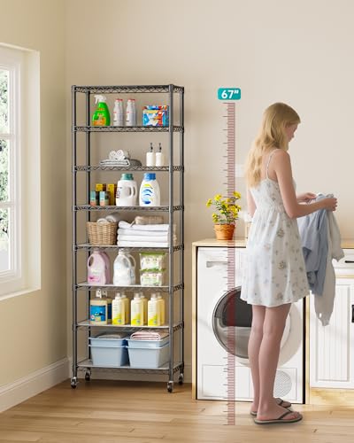 Golpart 8-Tier Wire Closet Shelf Storage Organizer Black 74.2"H