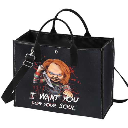 BWWKTOP Evil Doll Cosmetic Makeup Bag Murderous Toy Gifts I Want You For My Soul Zipper Travel Bags Killer Doll Merch (for My Soul BG)