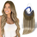 Balayage Hair Extensions Wire Human Hair 18 Inch - Cool Brown #3/8/22, 85g