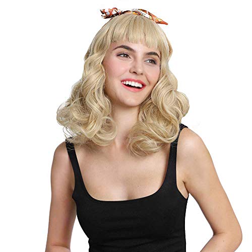 Blonde Vintage Rockabilly Wig Short Bang Wavy Finger Wave Hair for Women - Audrey Style