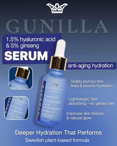Hyaluronic Acid & Ginseng Serum 1 Fl Oz - Vegan, Hydrating, Anti-Aging
