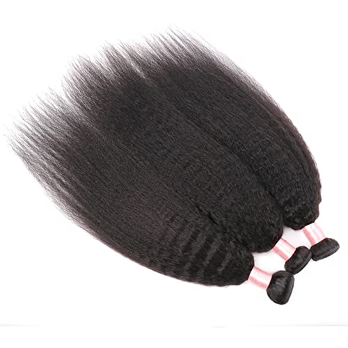 Short Brazilian Yaki Straight Human Hair Bundles 12 Inch - Kinky Straight Variation
