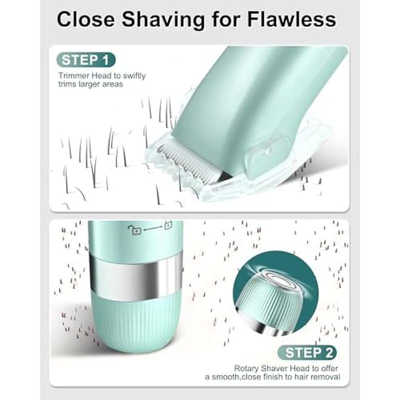 Electri Razors for Women, 2 in 1 Personal Groomer Kit Bikini Trimmer for Women Painless Lady Shaver for Face, Bikini, Underarm, Legs, Arms Waterproof, USB Rechargeable Facial Hair Trimmer