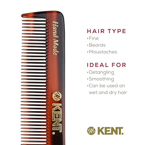 2 Pack Kent Handmade Pocket Comb for Men - Fine Tooth Hair & Beard Styling