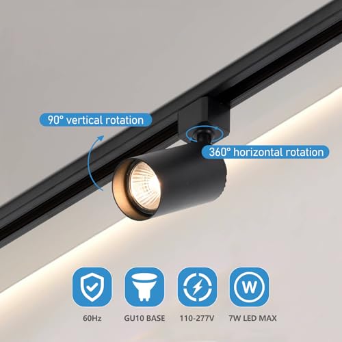 Black 4-Light LED Track Lighting Kit with 3.3FT H Track Rails & Floating Canopy