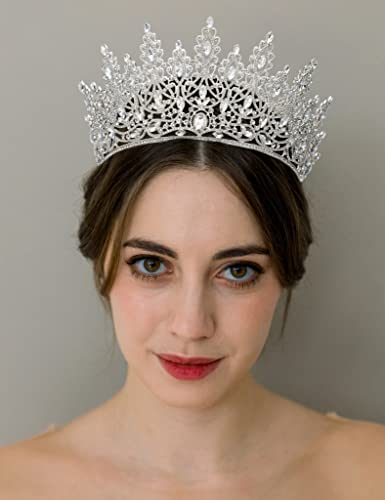 Silver Tiara Crown for Women & Girls - Wedding, Quinceanera, Prom Headpiece