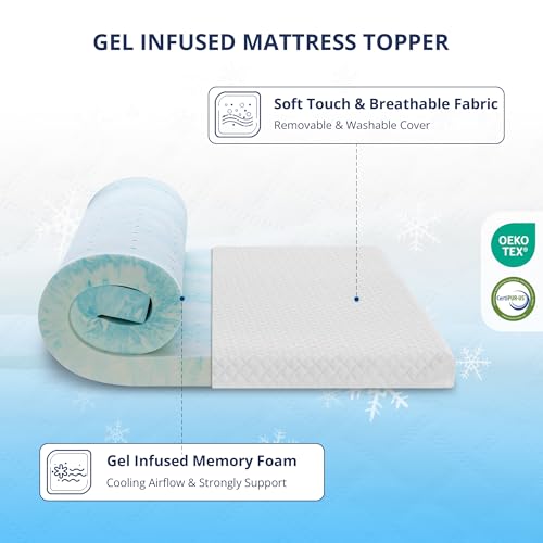 EGOHOME 3 Inch Queen Memory Foam Mattress Topper with Removable Cover - Cooling & Support