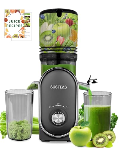 SUSTEAS Juicer Machine with 5.3-Inch Large Feed Chute - Silver Gray, High Juice Yield