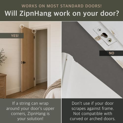 Zip 'n Hang Wreath Hanger for Front Door, White, 3 Pack - Damage-Free Door Decor