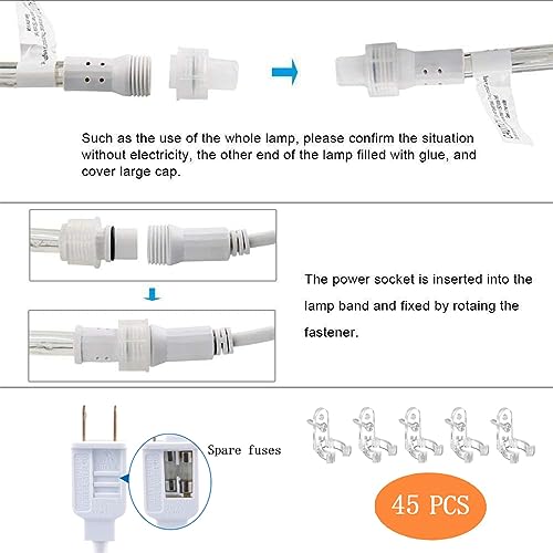 150ft Outdoor LED Rope Lights - Warm White, Connectable & Waterproof with 8 Modes