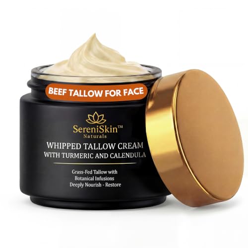 SereniSkin Organic Beef Tallow Face Cream - Whipped Moisturizer for Sensitive Skin, 4 oz