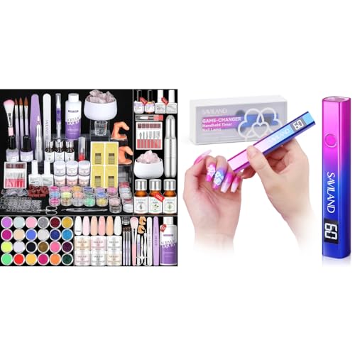 Saviland Odorless Acrylic Nail Kit with U V Light