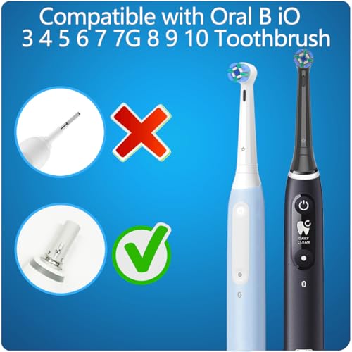 8 Pack Multi Color Replacement Brush Heads for Oral B iO Series - Compatible with iO 2-10 & 7G, With Covers, Black & White Variation