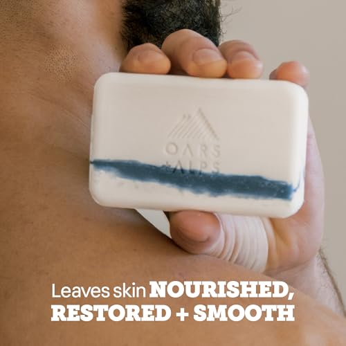Oars + Alps Exfoliating & Moisturizing Bar Soap for Men, Deep Cleaning Soap, Clean Ingredients, All Skin Types, Shea Butter, Coconut Oil, 1pk