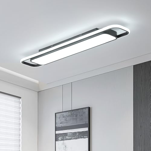 Modern LED Ceiling Light 39 Inch Flush Mount Fixture, Cool White - Long Ring Variation
