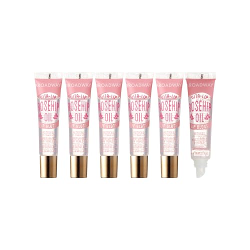 Ruby Kisses Broadway Vita-Lip Clear Lip Gloss (Rosehip Oil 6 Pack), Ultra-Hydrating & Soothing Formula with Vitamin Oils, High-Shine Non-Sticky Finish, Healing Glossy Lip Balm With Vitamin A