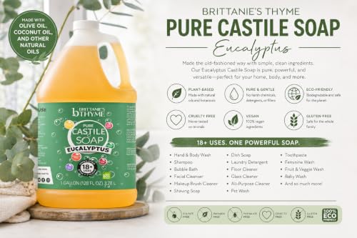 Eucalyptus Castile Liquid Soap - 1 Gallon | Multi-Use Natural Cleaner
