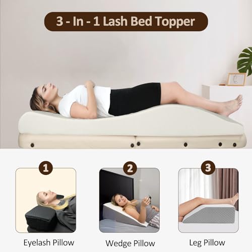 LUKYHONIE Ergonomic Lash Bed Topper 70.8 x 23.6 in – Black, Esthetician Curvy Massage Table Pad
