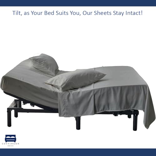 Split King Sheet Set 4 Piece Light Grey 100% Egyptian Cotton for Adjustable Beds