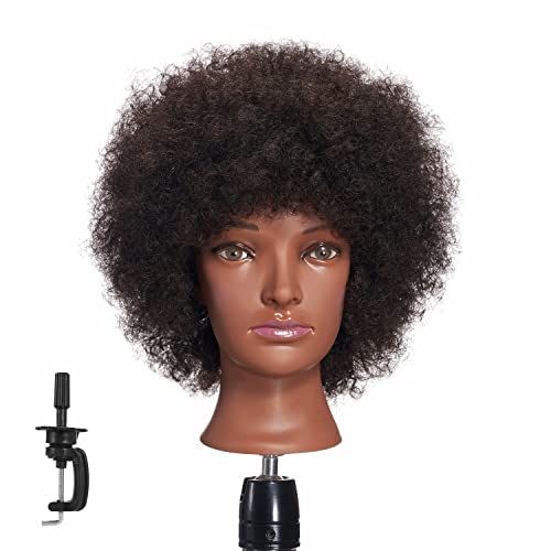 Mannequin Head with 100% Human Hair Afro Style - Cosmetology Doll Model 92092B0210