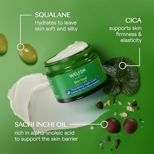 Weleda Skin Food Face Care Nourishing Night Cream,1.3 Fluid Ounce,Plant Rich Moisturizer with Sacha Inchi Oil,Cica and Squalane,(Pack of 2)