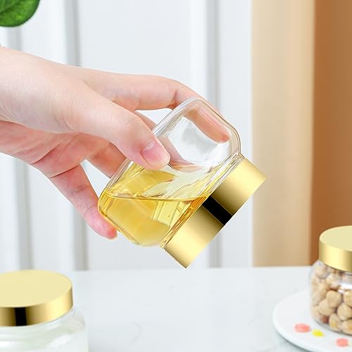 Gold Lid 8oz Plastic Container Set - Waterproof Labels for Body Scrubs & Cosmetics - 24 Pack