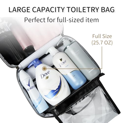 Travel Toiletry Bag, Large Hanging Toiletry Bag for Women Men, Cosmetic Makeup Bag for Traveling, Makeup Organizer for Full-Size Shampoo, Travel Essentials Bag