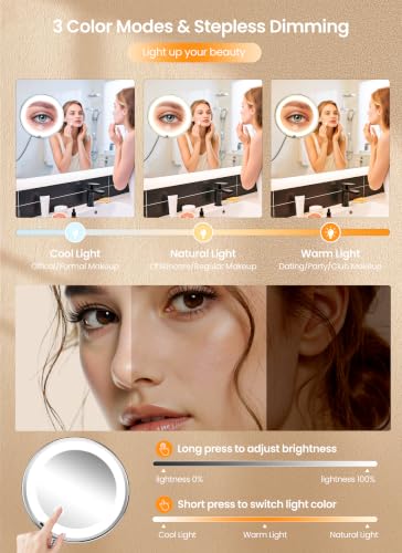 Brightown Black 10x Magnifying Lighted Makeup Mirror with Flexible Gooseneck