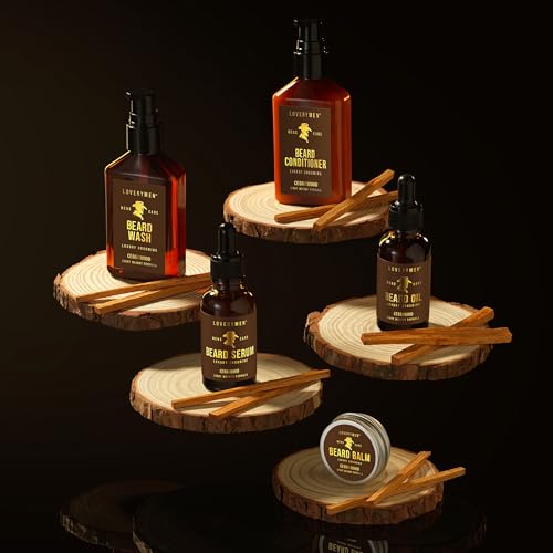 LOVERY Beard Care Kit - Gifts for Dad -12pc Complete Grooming Set in Cedarwood, Beard Balm, Wash, Conditioner, Oil, Serum, Beard Pen Birthday Gifts for Men Boyfriend Husband, Mens Gifts for Him