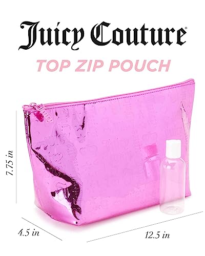 Pink Makeup Bag Organizer with Heart Crown, Travel Cosmetic Case