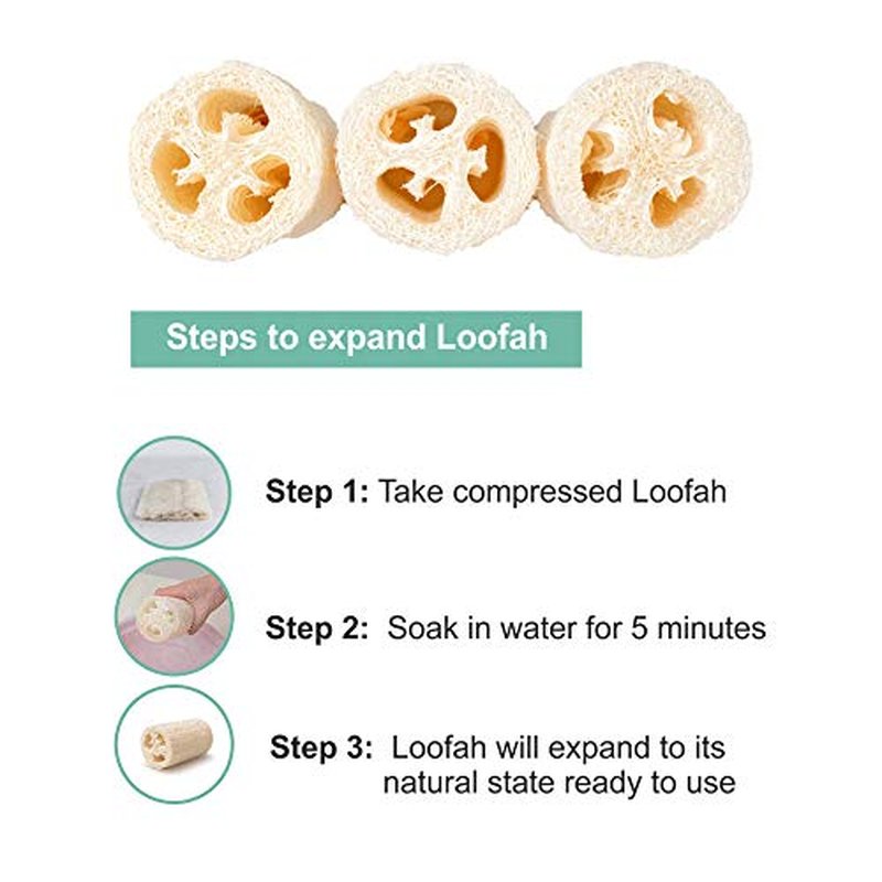 ? Natural Loofah for Bathing Exfoliating Scrubbers | Organic Bath Sponge for Spa Shower | Face, Back and Body Scrubber | Eco-Friendly (6 Large Natural Loofah)