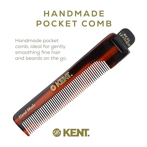 2 Pack Kent Handmade Pocket Comb for Men - Fine Tooth Hair & Beard Styling