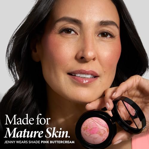 Laura Geller Baked Marbleized Blush & Angled Brush - Natural Glow for Mature Skin
