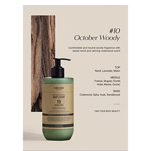 W.Dressroom Moisturizing Perfume Body Lotion No.10 October Woody ? Hydrating, Fast-Absorbing, Non-Greasy Skincare for Dry & Sensitive Skin, 16.9 fl oz Pump