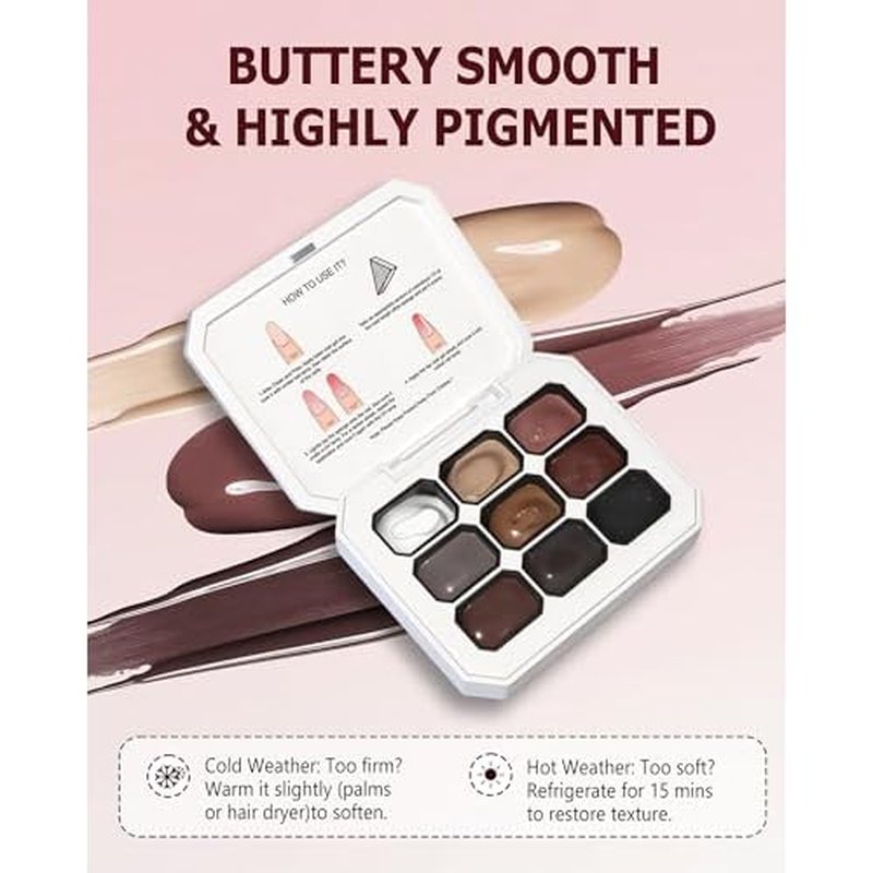 9 Colors Gradient Blooming Gel Nail Polish Palette, Aura Nail Art Kit for Blush Nails, Solid Creamy Gel for Ombre Nails, Sponge Patting Painting Gel, UV/LED Cured Nail Art Set for Beginners
