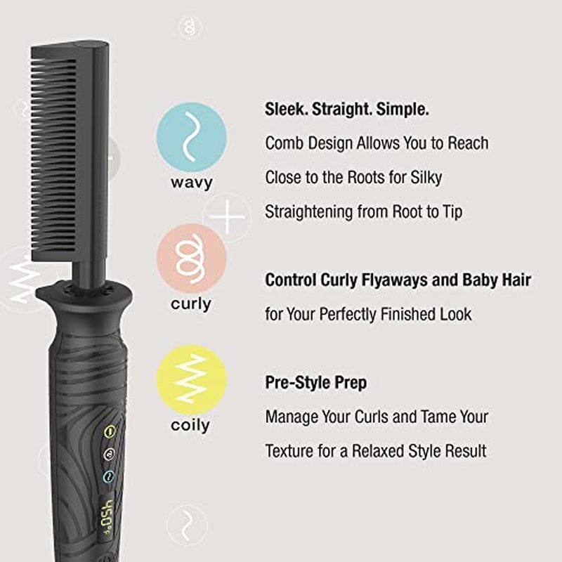 Conair The Curl Collective Ceramic Pressing Hot Comb, Sleek Straight Simple Pressing Comb Design Reaches Close to The Roots for Silky Straightening Root to Tip