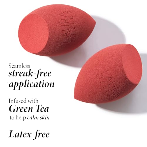 LAURA GELLER Quench-n-Tint Hydrating Lightweight Tinted Moisturizer, Light + Latex-Free Full Face Makeup Blending Sponge - Sheer Foundation for Daily Use