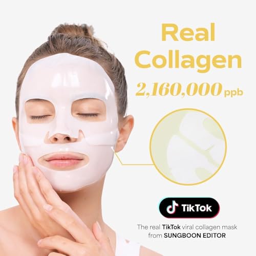 SUNGBOON EDITOR Revitalizing Combo/smooth-looking Hydration DUO:Deep Collagen Hyalu-B5 Mask (4ea) & Deep Collagen Power Boosting Cream In Serum, Skincare Gift Sets for Mom