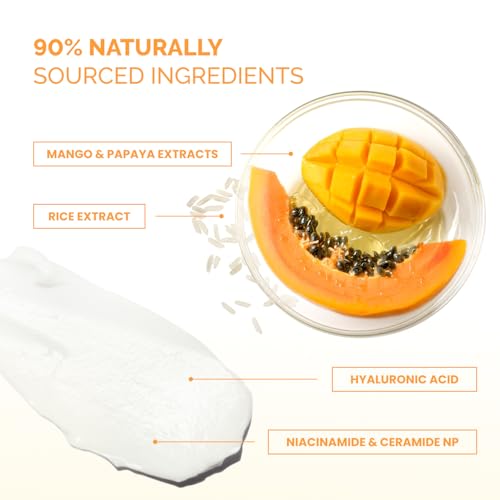 PLANTIFIQUE Korean Cleansing Balm Makeup Remover with Mango, Hyaluronic Acid, and Ceramide - Nourishing Melting Cleanser for All Skin Types, 1.41 oz / 40 g