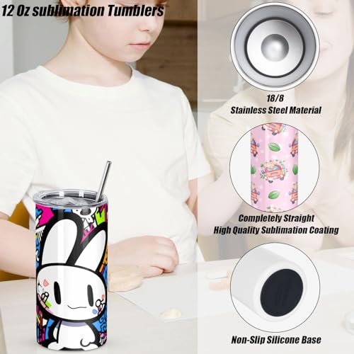24 Pack 12oz Sublimation Tumblers Bulk for Kids - High-Quality Stainless Steel